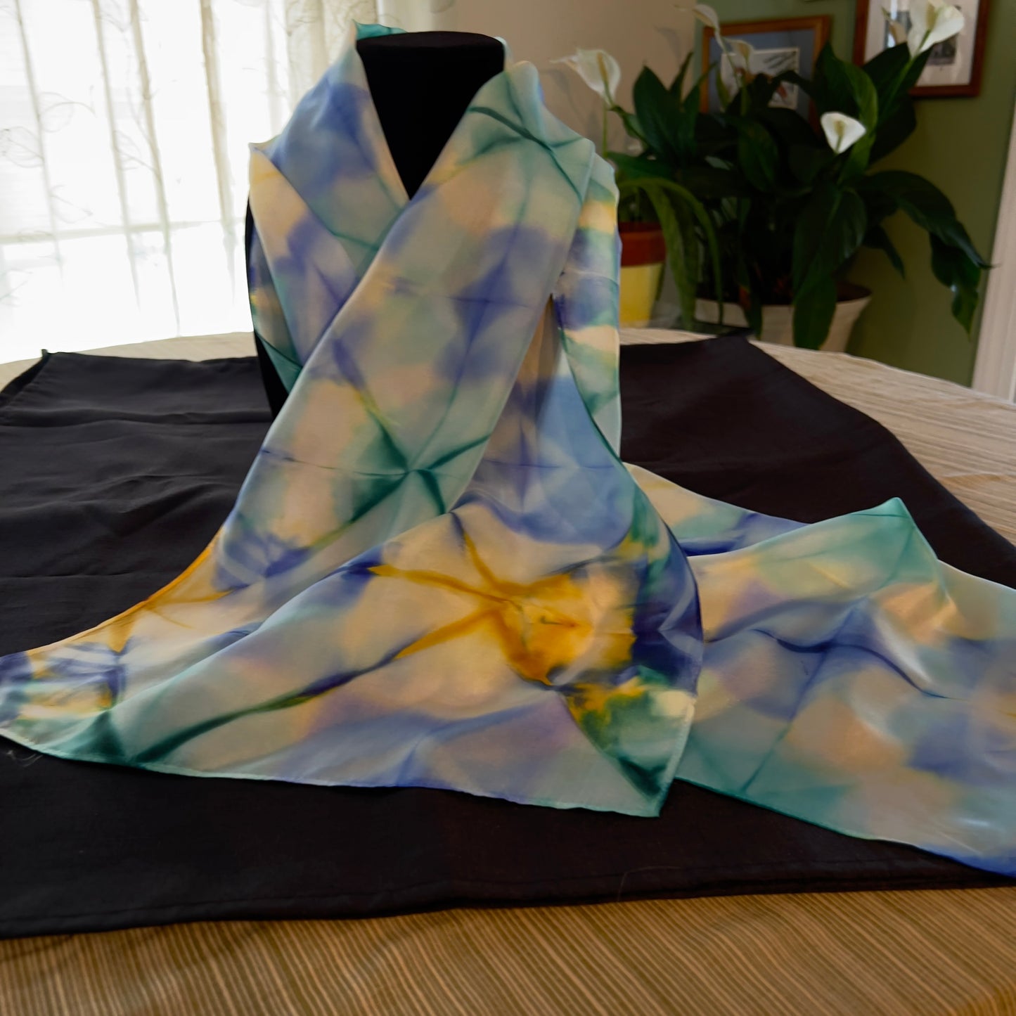 SS - 022  Blue, Yellow and Green Shibori Fold Triangles