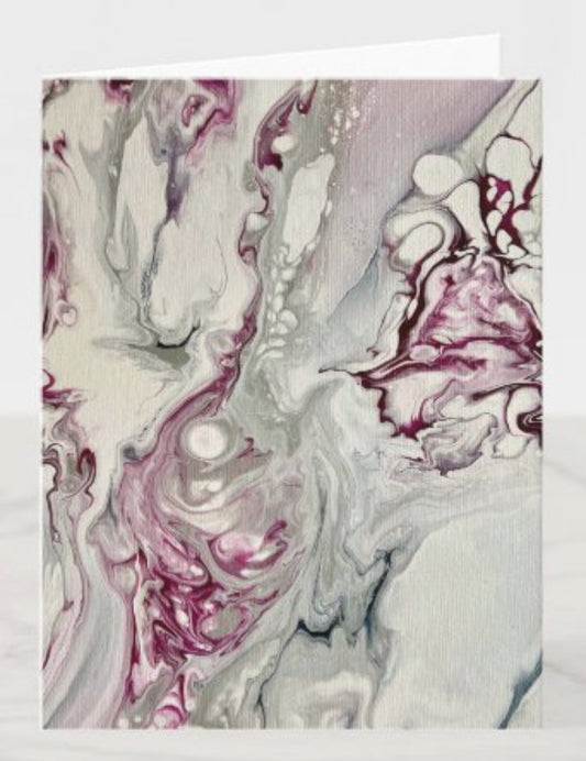 C-025 (4”x5.6”) Pink Grey White Acrylic Pour