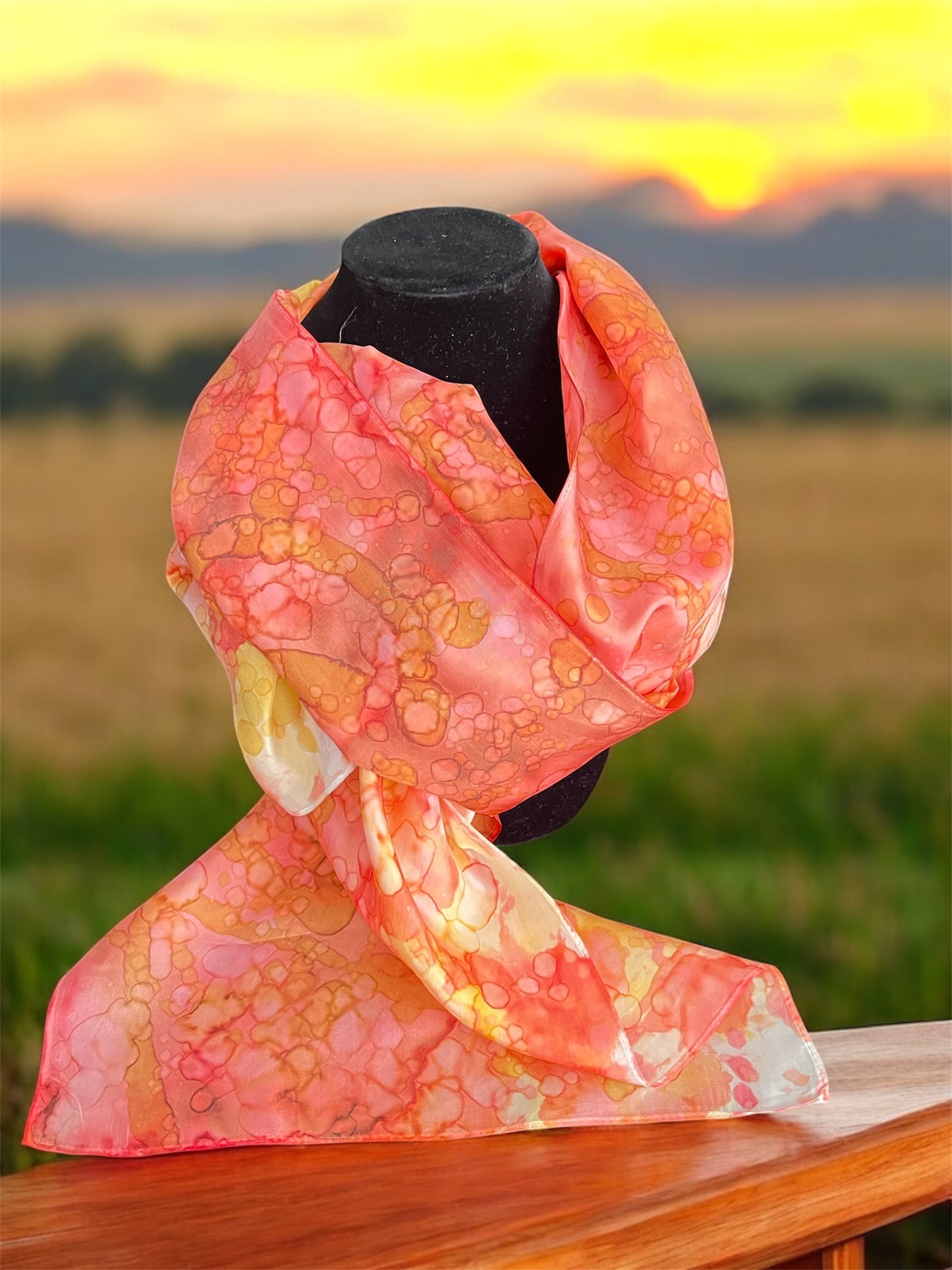 SS-050 Abstract Red Sunset Orange and Yellow with dots