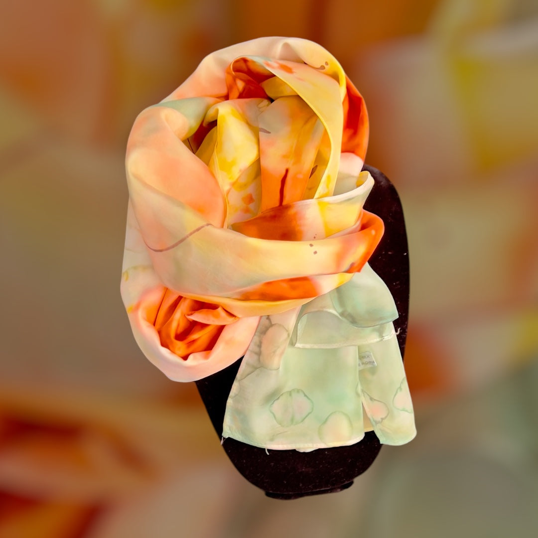 SS-051 Abstract Orange Yellow and Stream with brown swirls