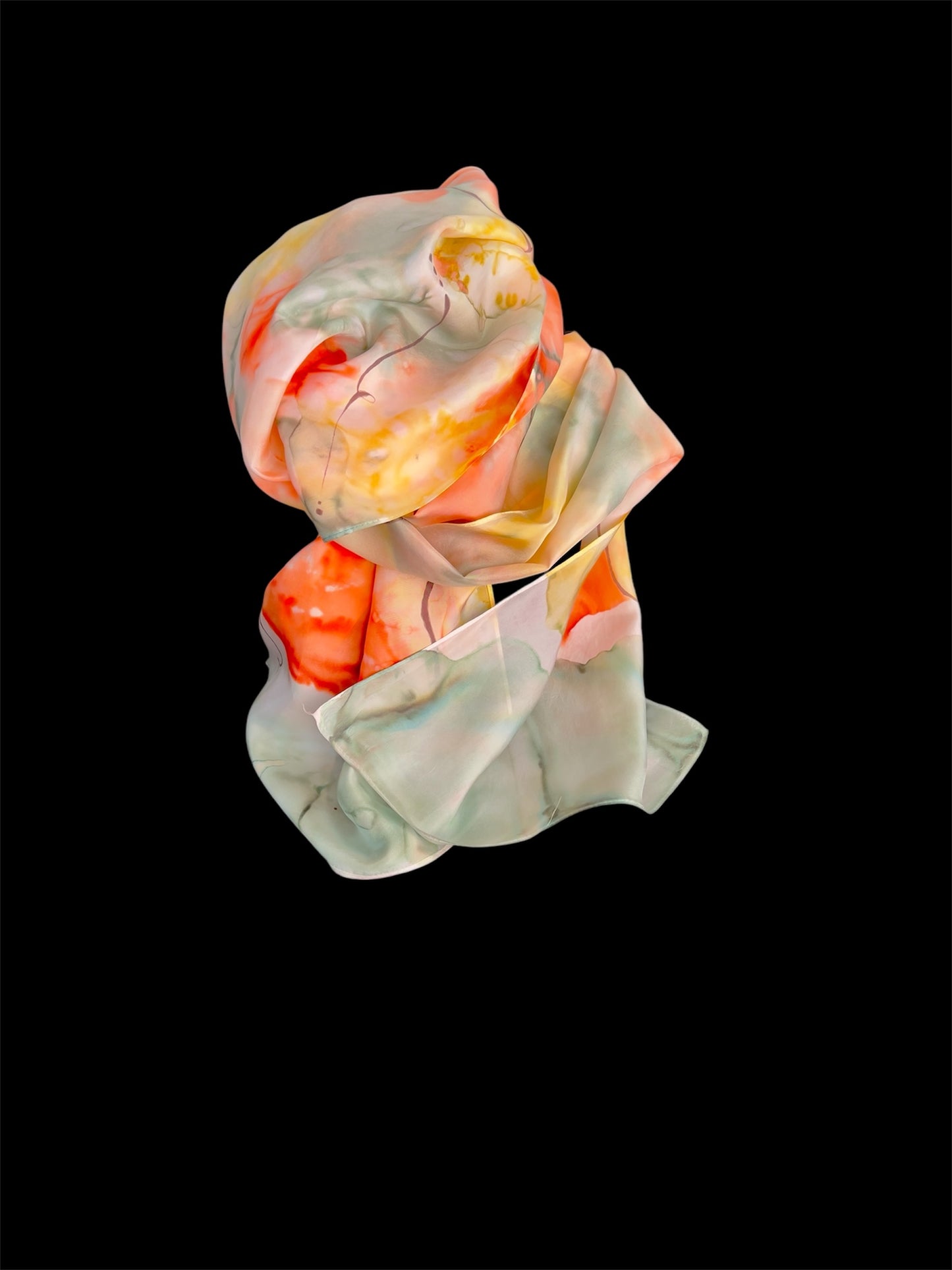 SS-051 Abstract Orange Yellow and Stream with brown swirls