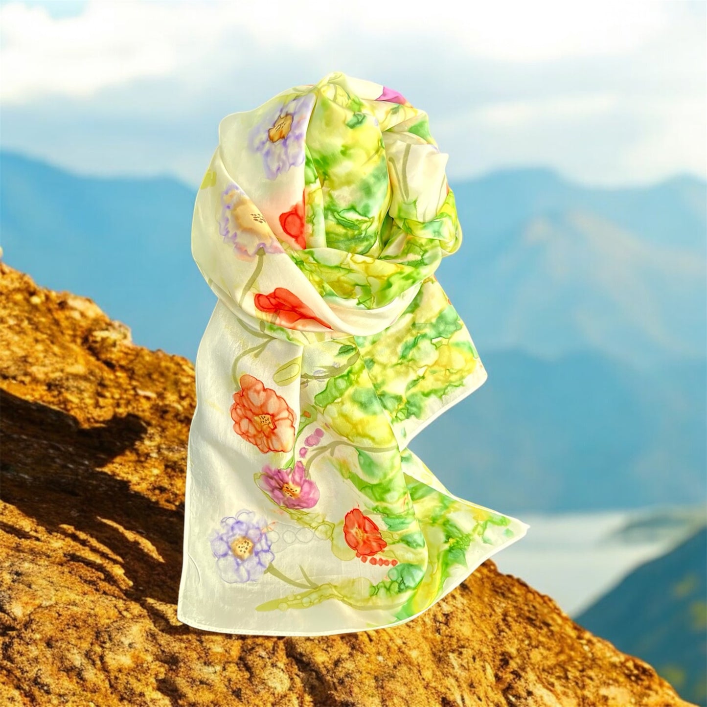 SS-052 Floral Garden in Red Purple Blue and Orange Flowers