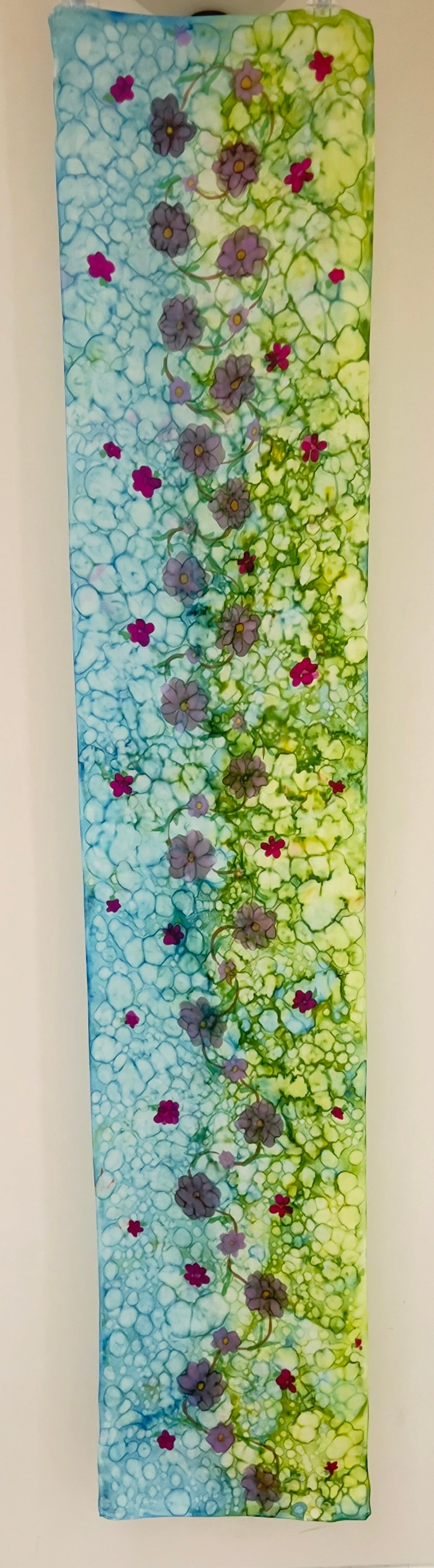 SS-053 Purple and Pink Floral on blue and green background