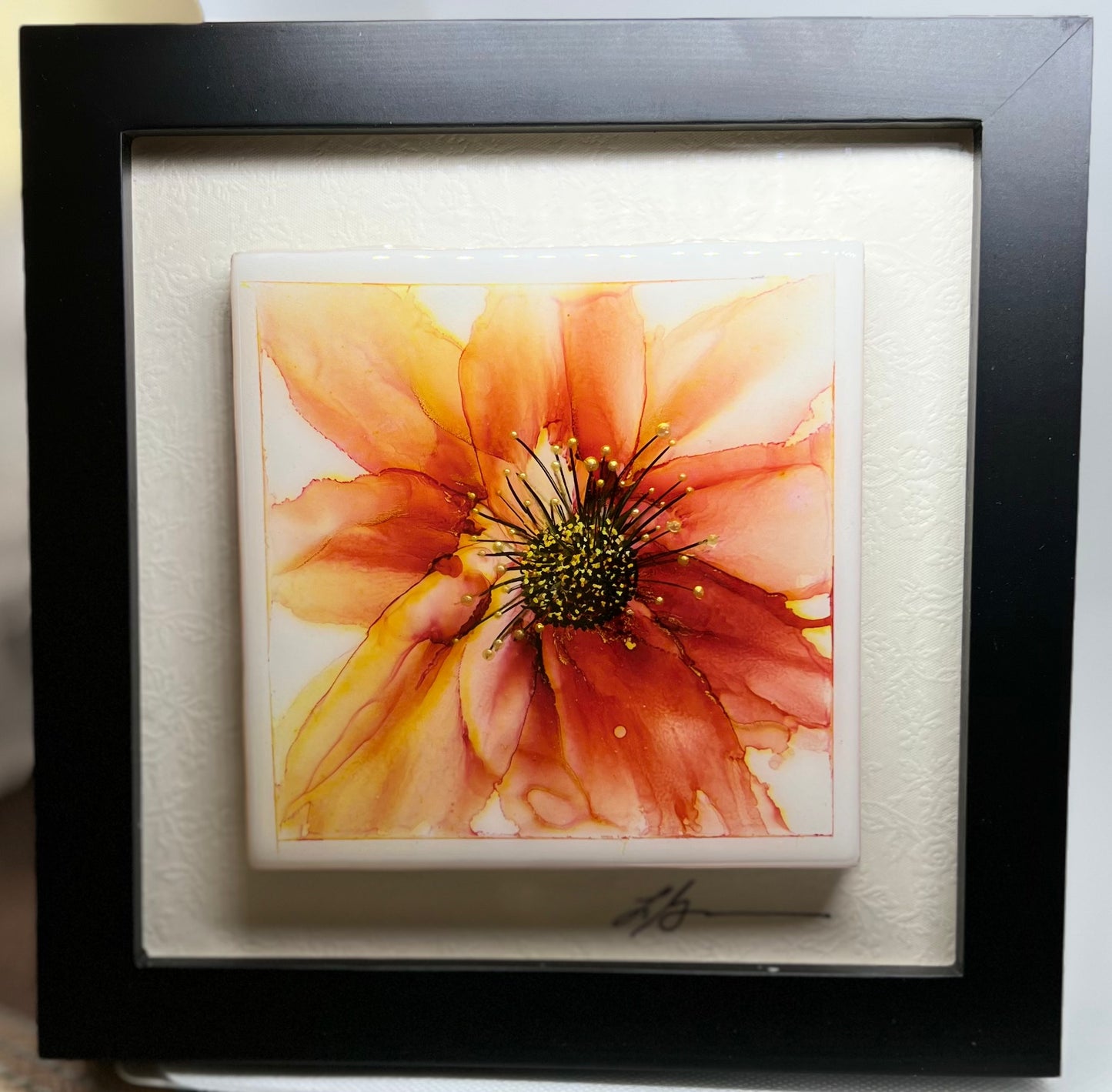 T03 - Alcohol Ink Yellow/Orange Flower