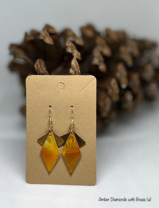 Amber Diamonds with Brass Accents