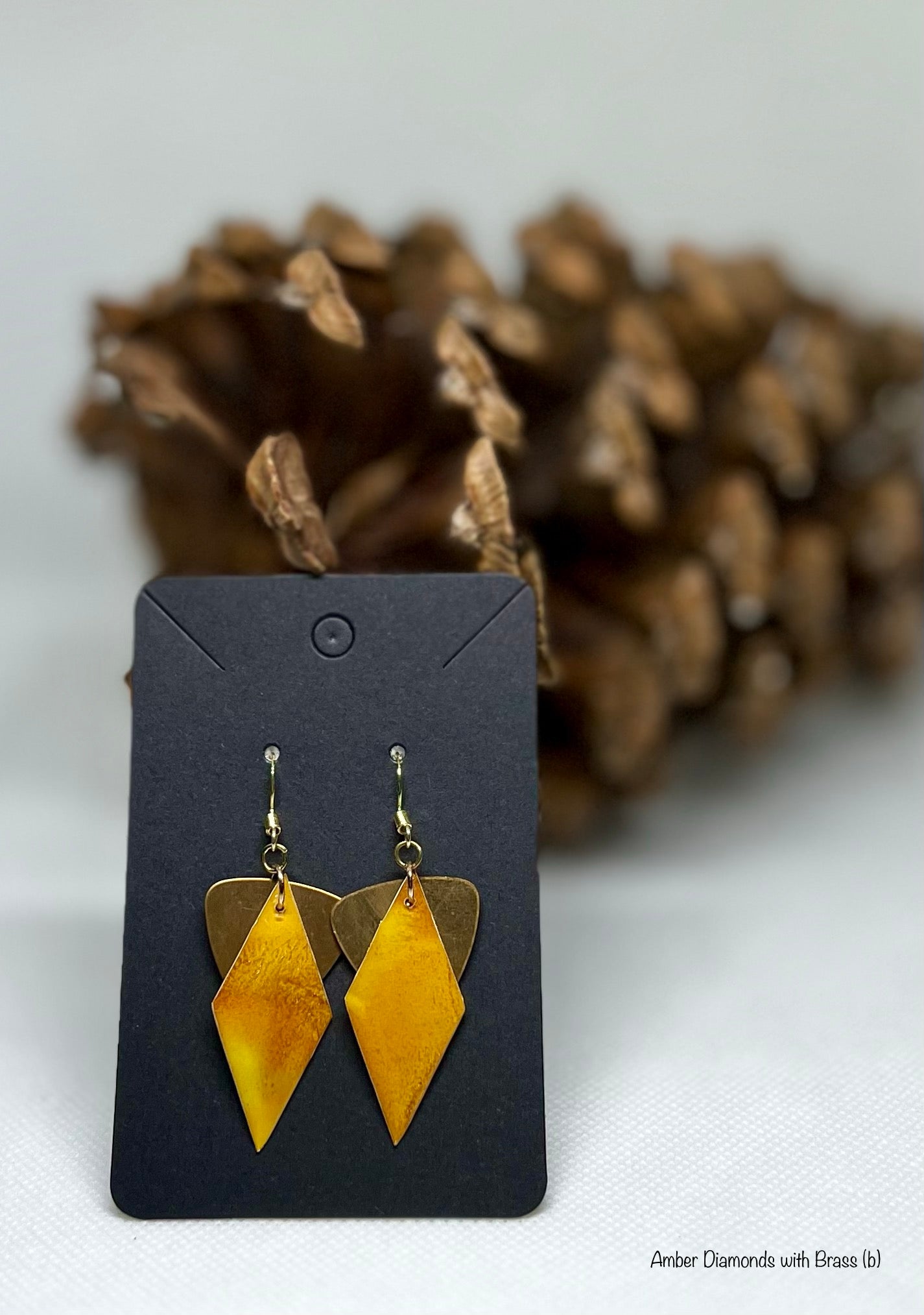 Amber Diamonds with Brass Accents