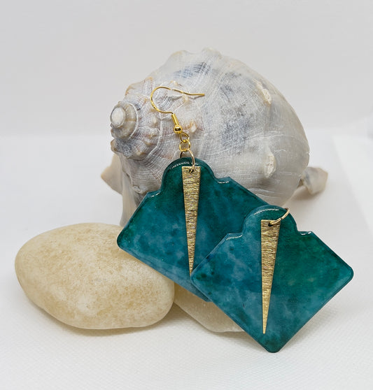 Teal with Brass Textured Triangles