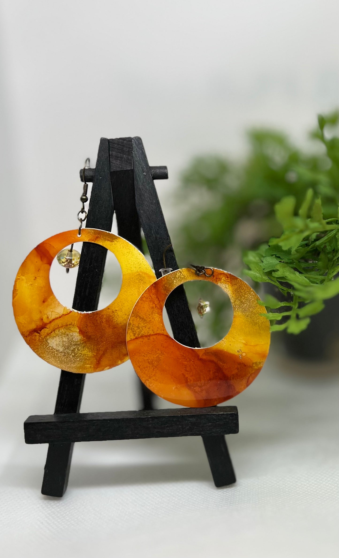 E029-Amber Circles with Czech Bead